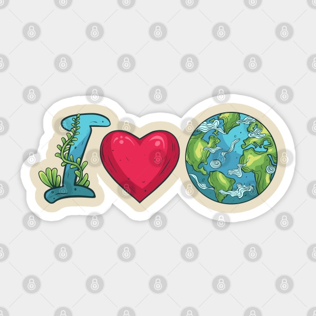 I Love Earth Sticker by yudabento